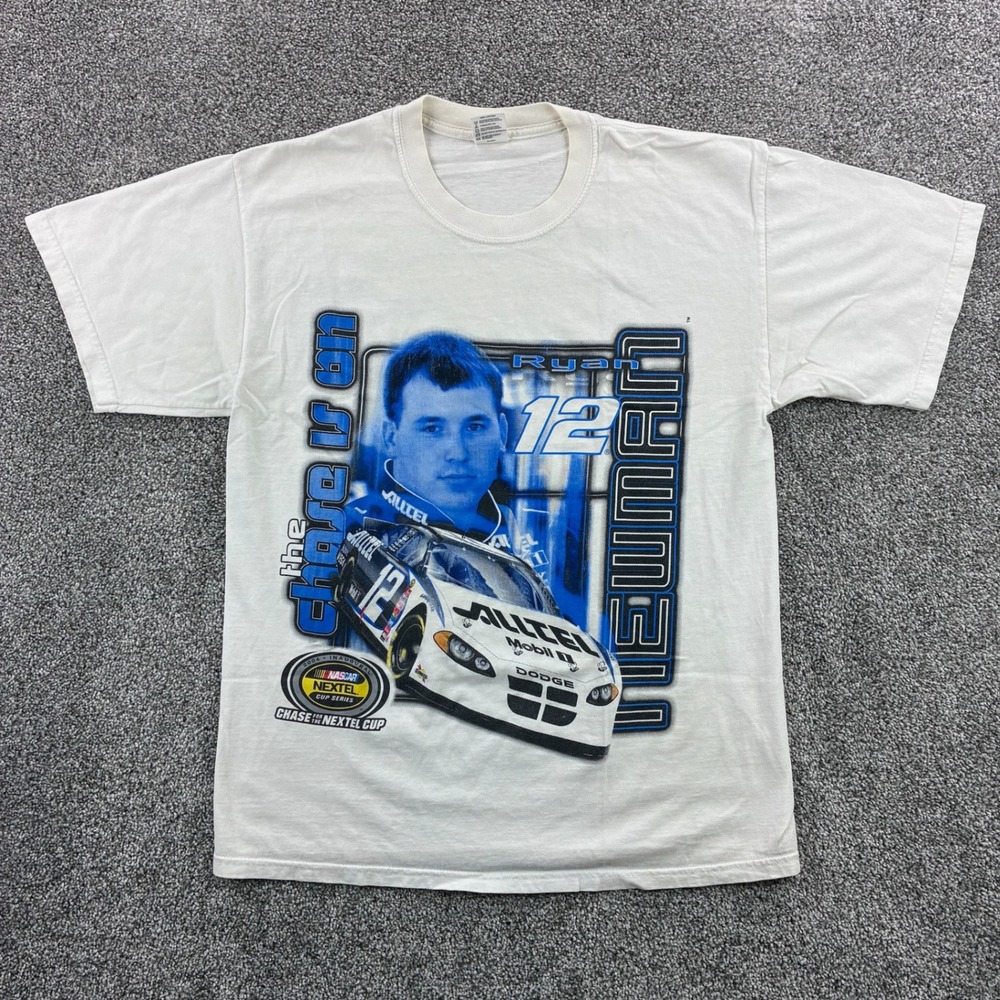 Vintage Ryan Newman NASCAR Shirt Mens Large White 2004 Chase Is On Alltel